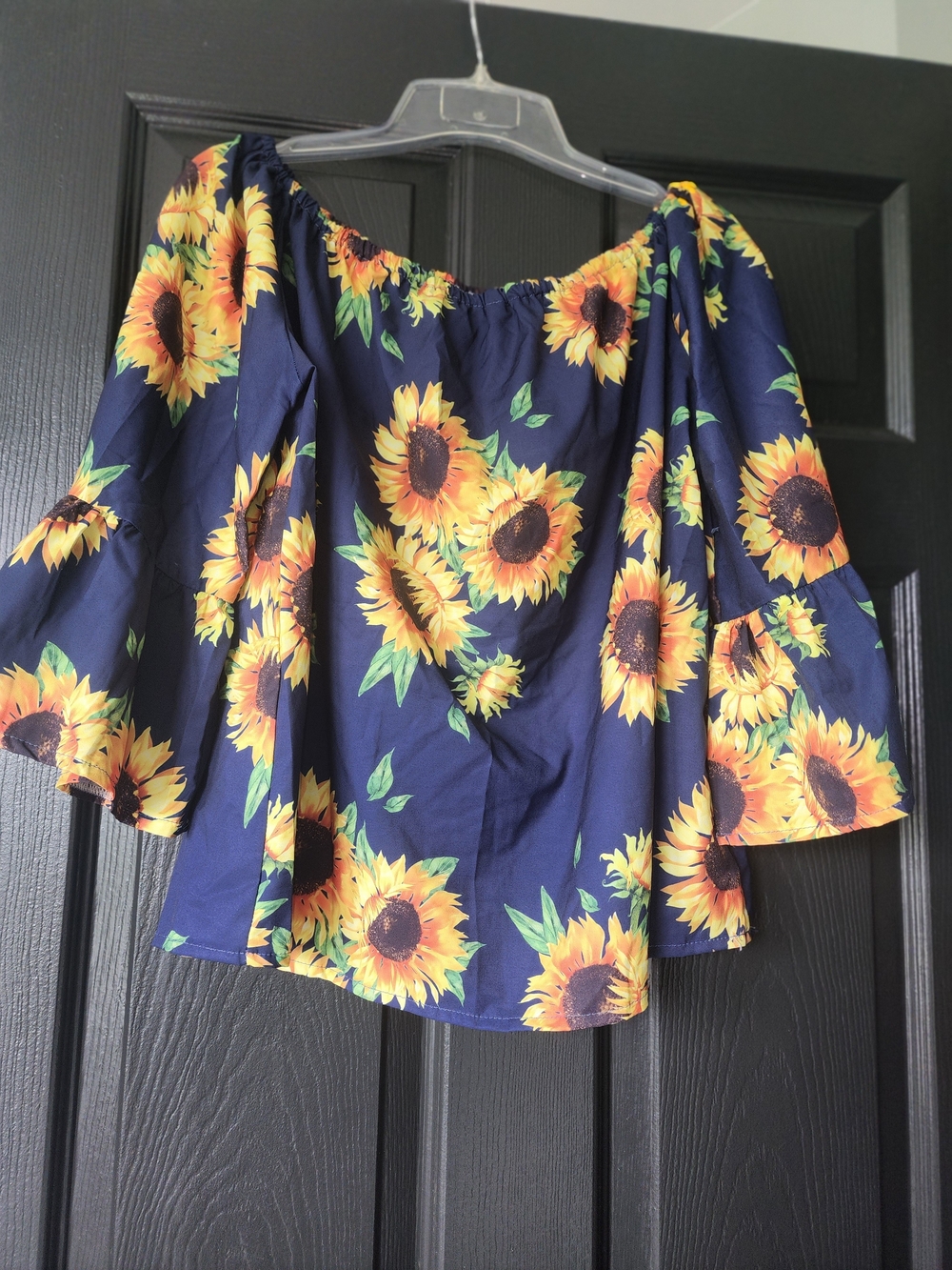 Sunflower Off-Shoulder Blouse - Navy Blue
